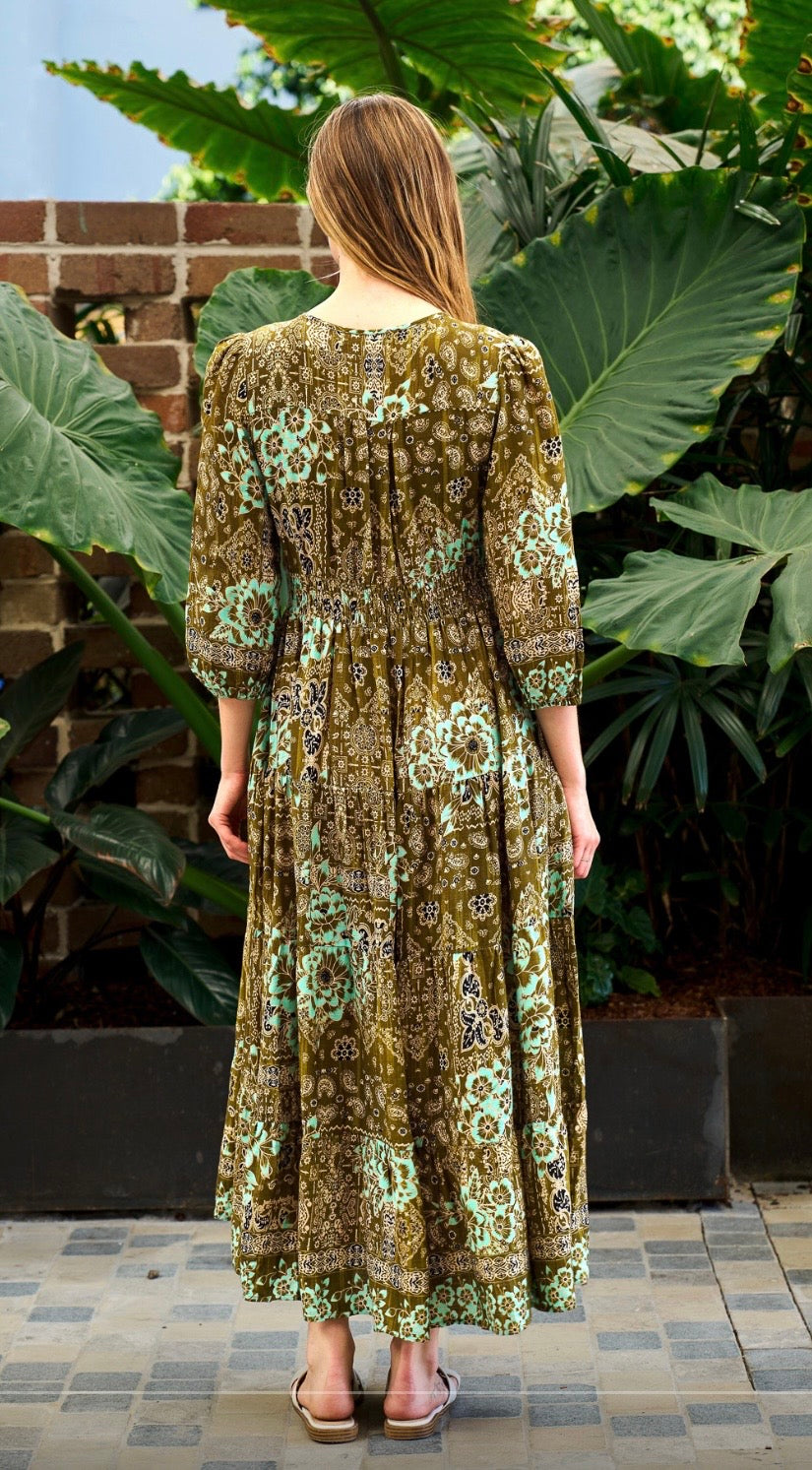 The Willow | Olive midi boho dress by Boho Australia