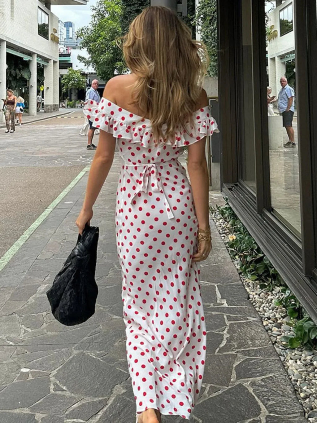 The Dotty Darlin’ | Red Dot Silk Maxi Dress