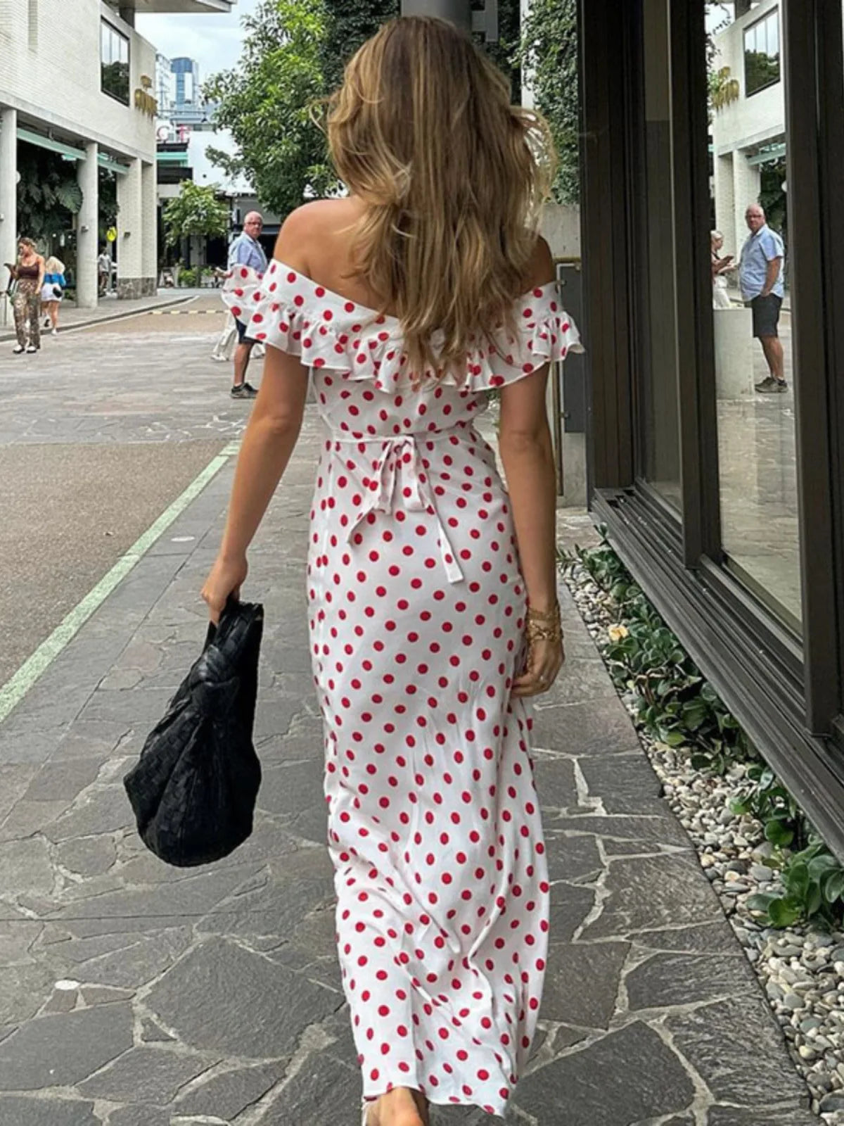The Dotty Darlin’ | Red Dot Silk Maxi Dress